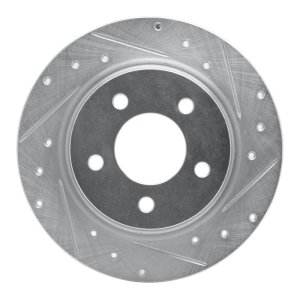 Mazda 3 Brake Rotor (1) - Rear Right - R1 Concepts - Drilled & Slotted - Silver - `04-`13